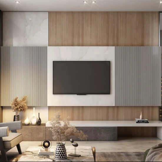 Combinação de armário de TV de mesa de chá de pedra queimada nórdica Multi moderno simples