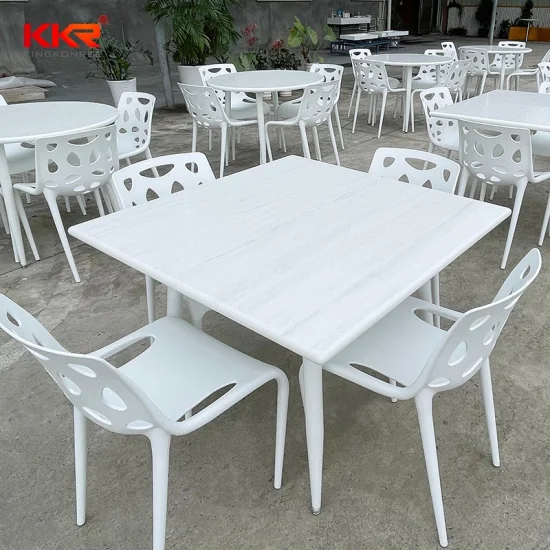 Tampo de mesa branco Carrara de pedra de superfície sólida para uso em móveis modernos para mesa de centro de jantar quadrada e redonda